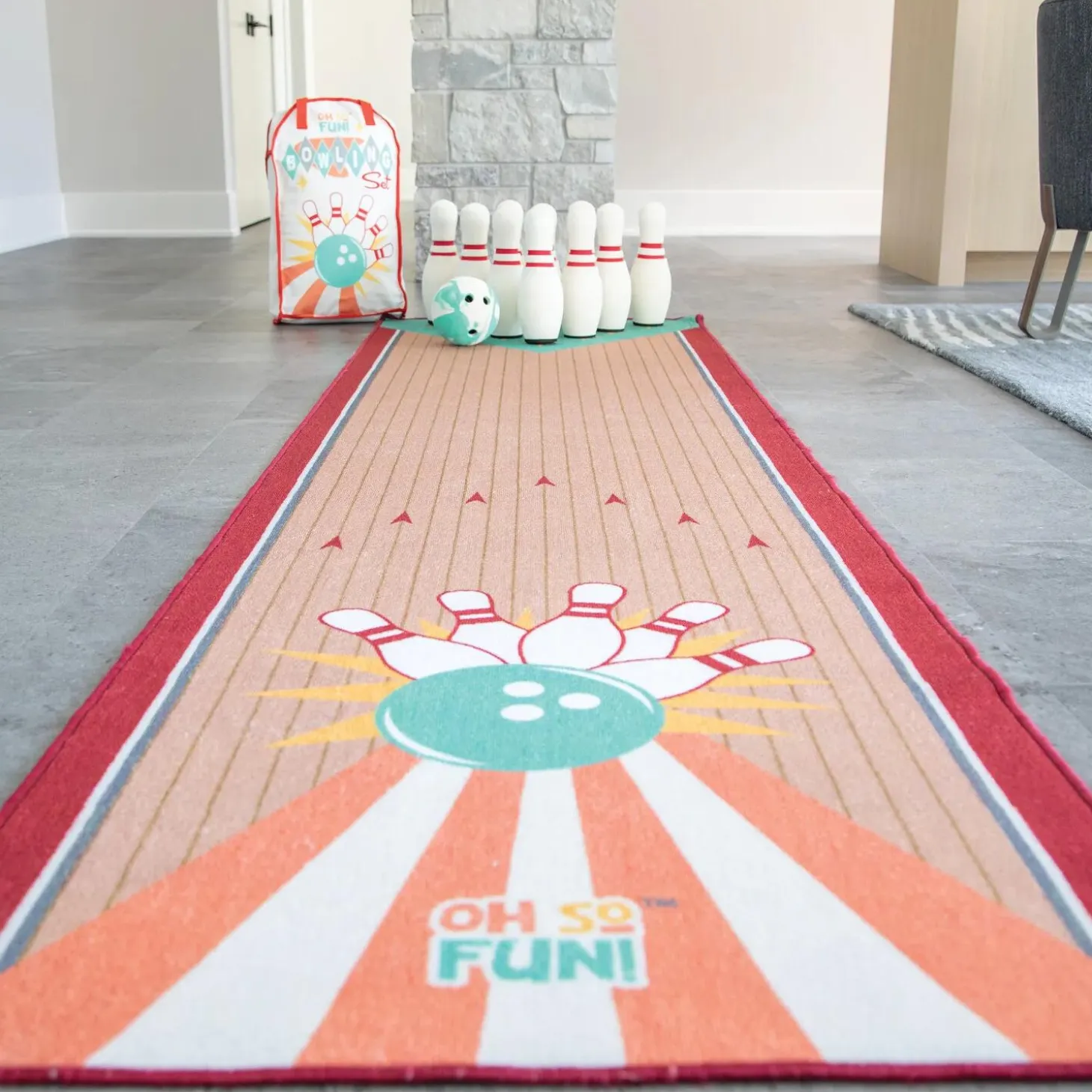 Oh So Fun! Deluxe Bowling Pins, Ball & Rug Set