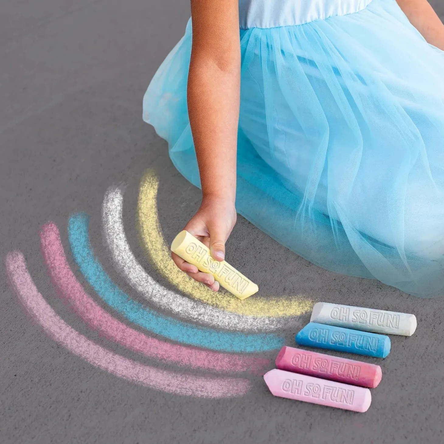 Oh So Fun! Fairy Sidewalk Chalk Set, 18 Pieces Of Outdoor Chalk with Stencils