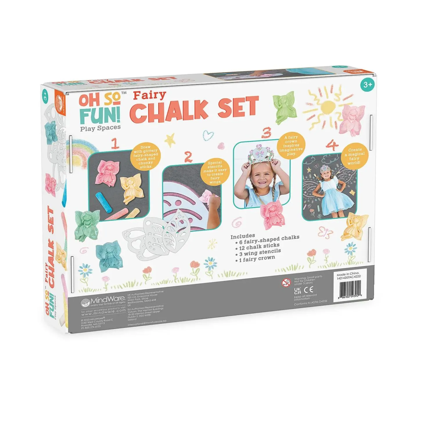 Oh So Fun! Fairy Sidewalk Chalk Set, 18 Pieces Of Outdoor Chalk with Stencils