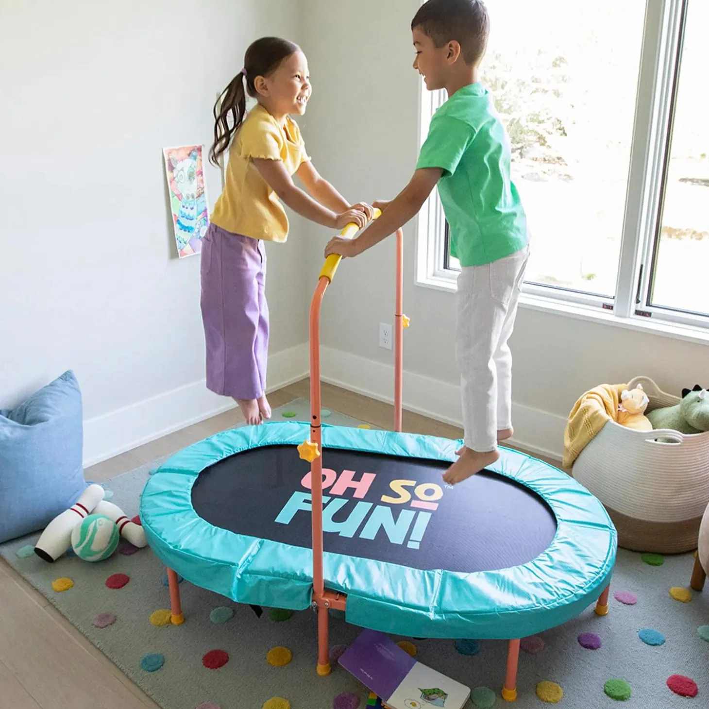 Oh So Fun! Indoor Double Trampoline for Kids