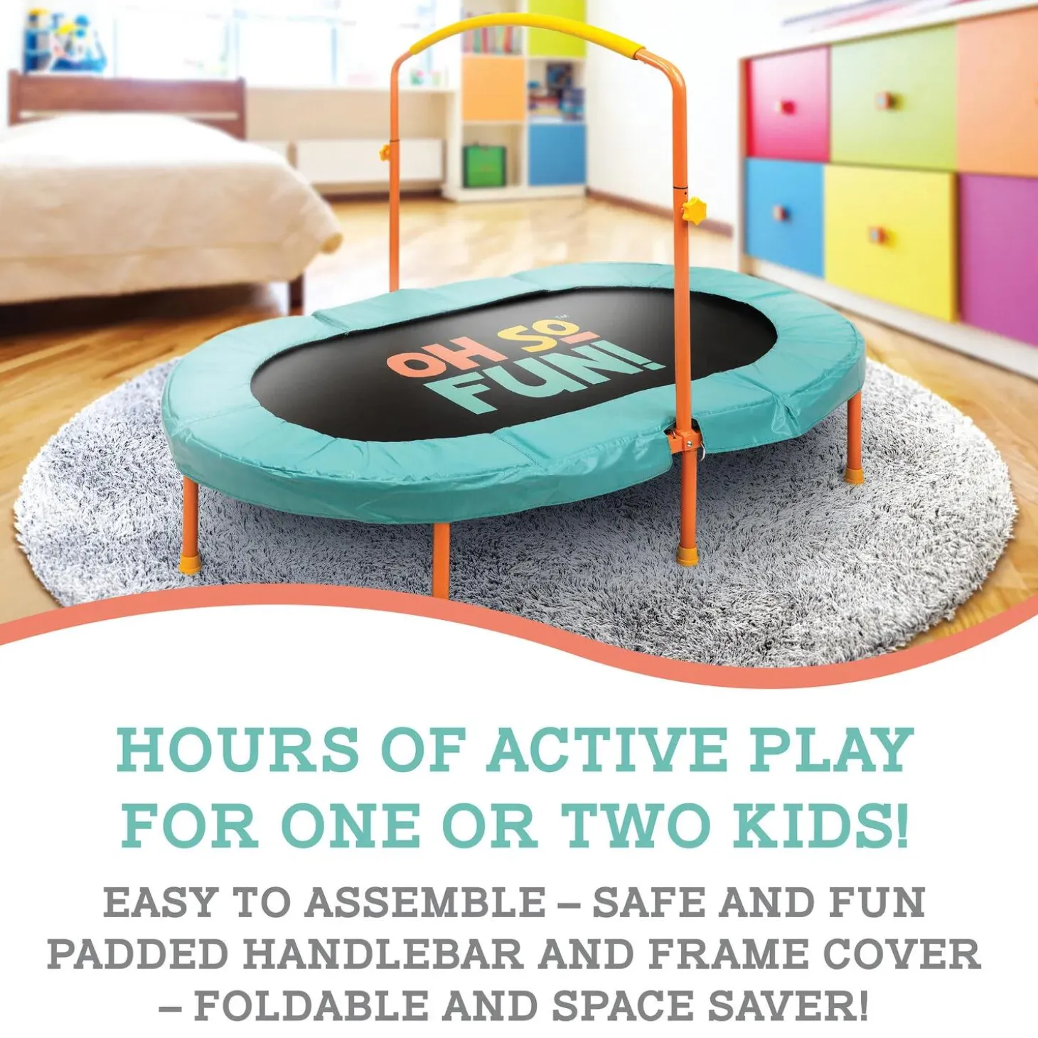 Oh So Fun! Indoor Double Trampoline for Kids