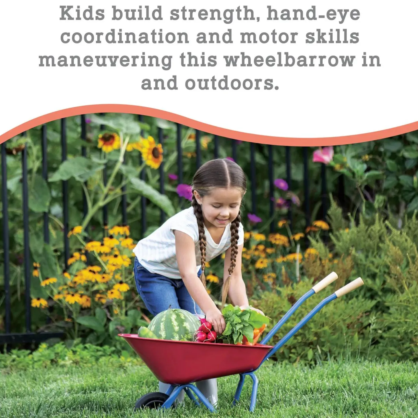 Oh So Fun! Premium Metal Wheelbarrow For Kids