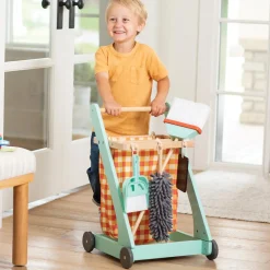 Oh So Fun! Pretend Play Cleaning Cart Wooden Kids Cleaning Set