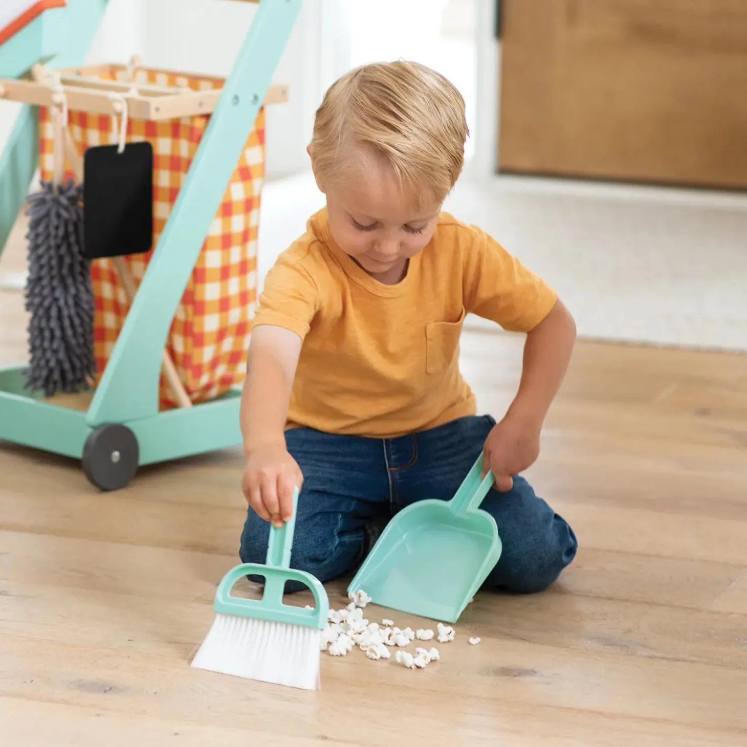 Oh So Fun! Pretend Play Cleaning Cart Wooden Kids Cleaning Set