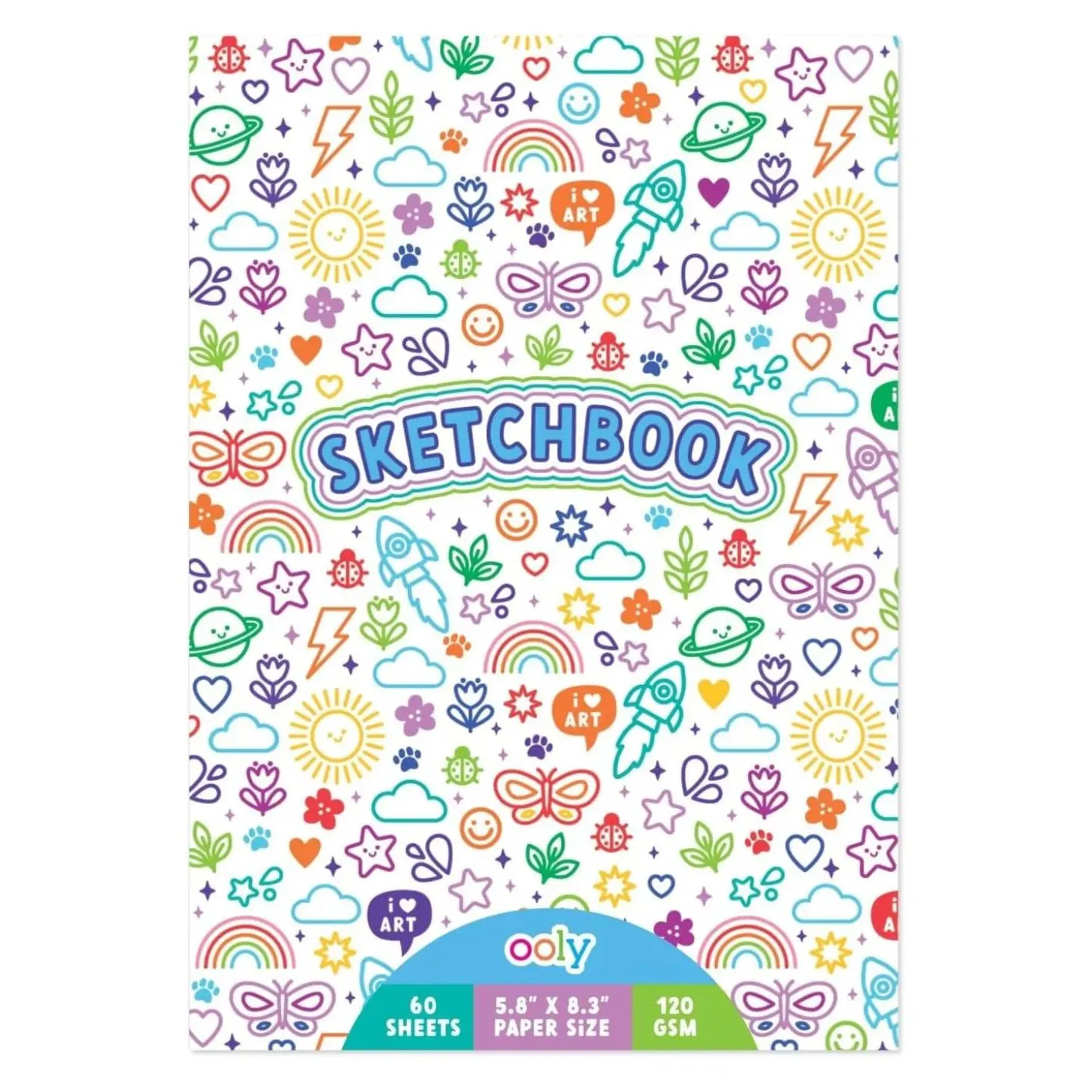 OOLY Colorful Doodles Sketchbook Art Pad, 60 Tear-Out Pages