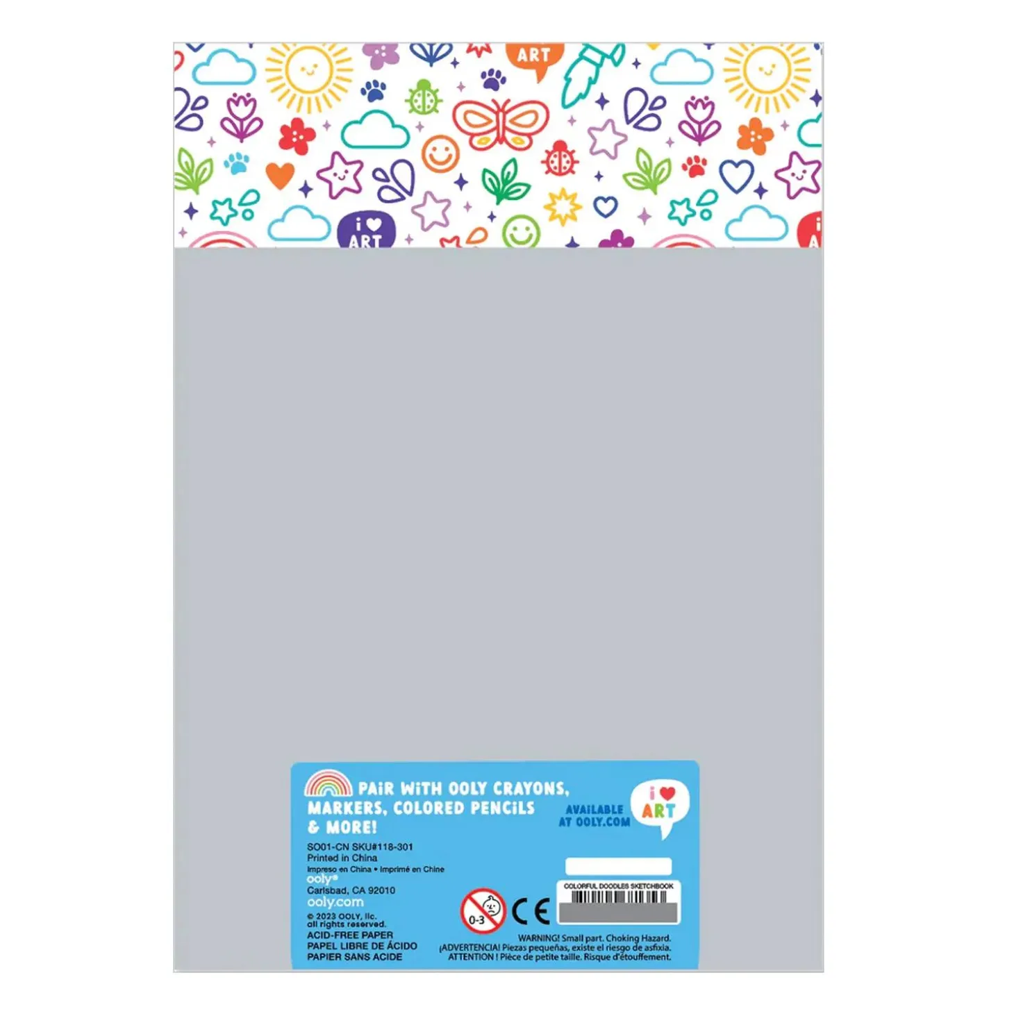 OOLY Colorful Doodles Sketchbook Art Pad, 60 Tear-Out Pages