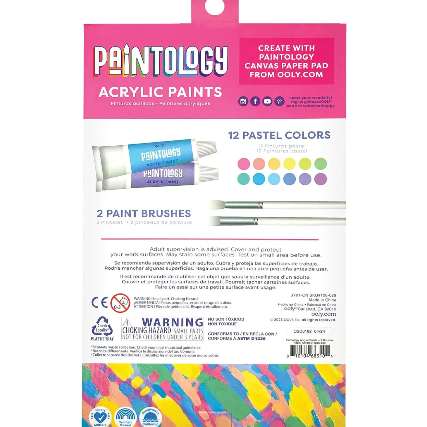 Ooly Paintology Acrylic Paint Set - Set of 12 Pastel Colors