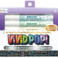 OOLY Vivid Pop! Water-Based Paint Markers – Metallic 8-Pack