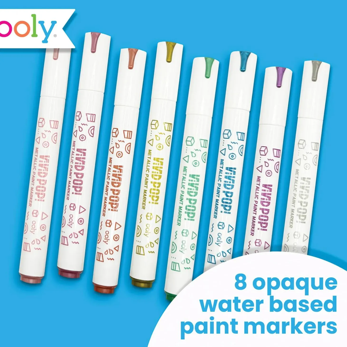 OOLY Vivid Pop! Water-Based Paint Markers – Metallic 8-Pack