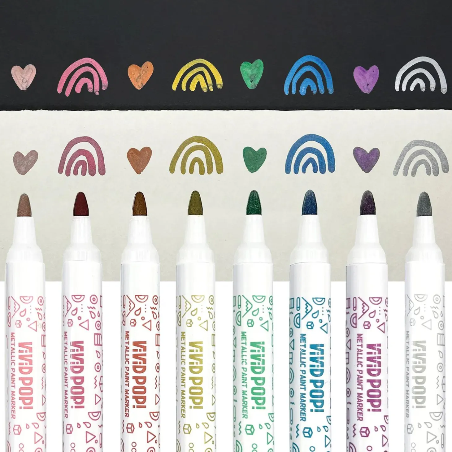 OOLY Vivid Pop! Water-Based Paint Markers – Metallic 8-Pack