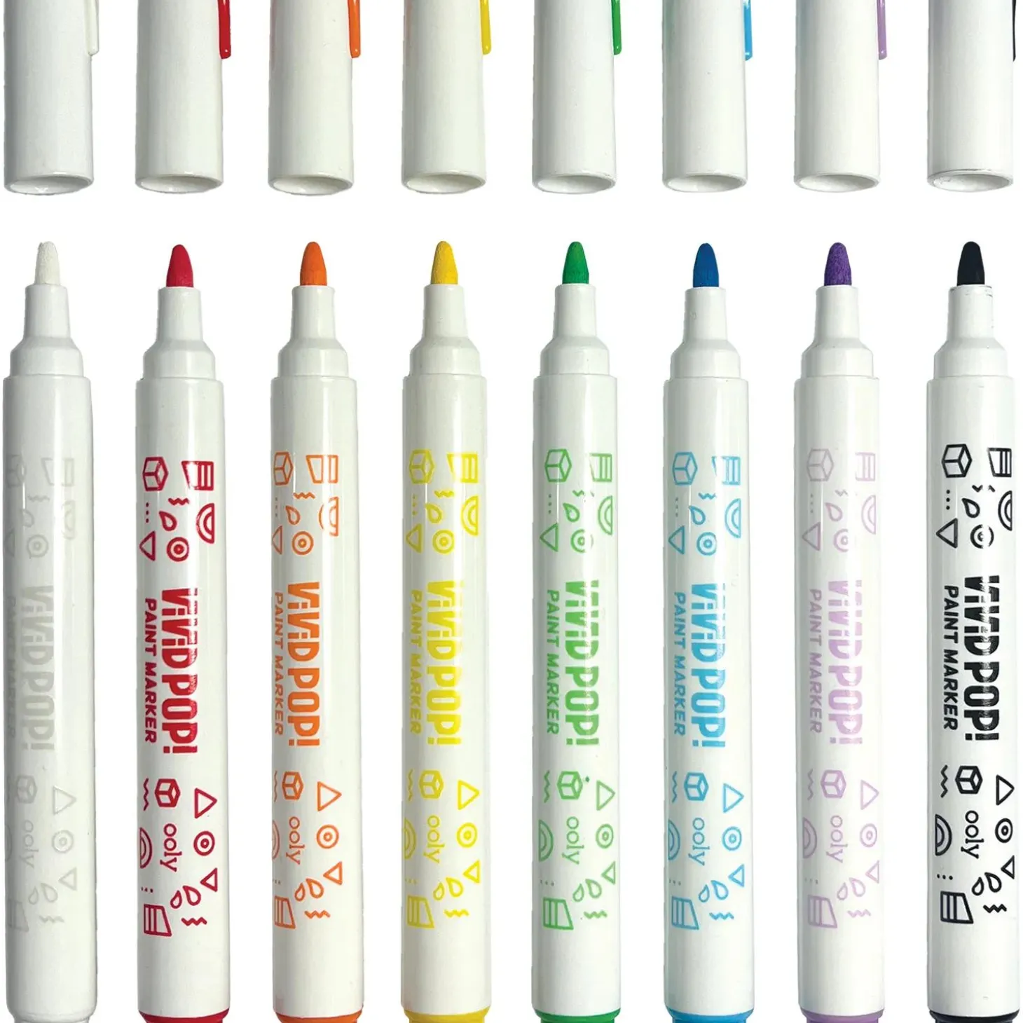 OOLY Vivid Pop! Water-Based Paint Markers – Classic Colors 8-Pack