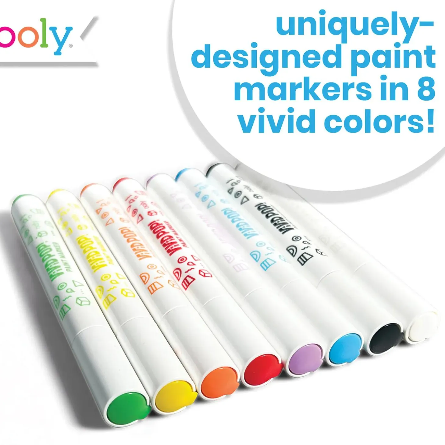 OOLY Vivid Pop! Water-Based Paint Markers – Classic Colors 8-Pack