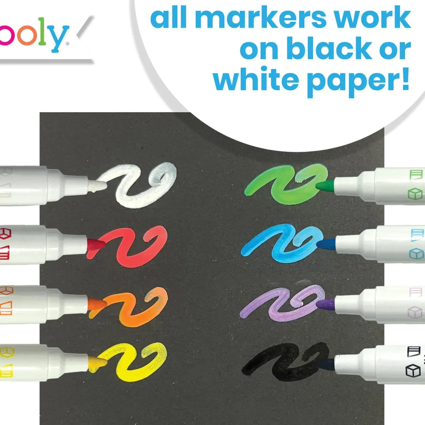 OOLY Vivid Pop! Water-Based Paint Markers – Classic Colors 8-Pack