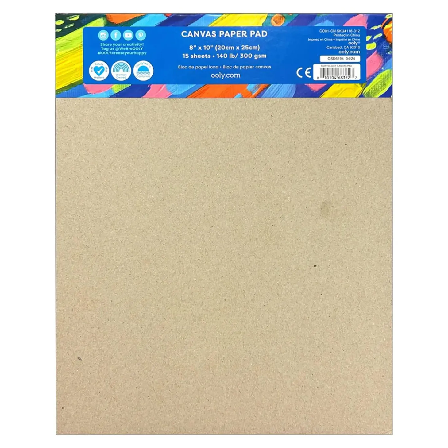 Paintology Canvas Paper Pad – 15 Heavy-Weight Canvas Sheets, 8″ × 10