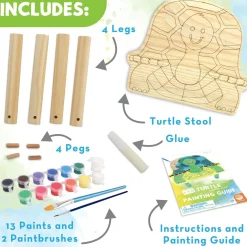 Paint Your Own Wooden Stool Craft: Turtle