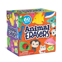 Peaceable Kingdom Animal Erasers – 60 Count, 25 Unique Designs