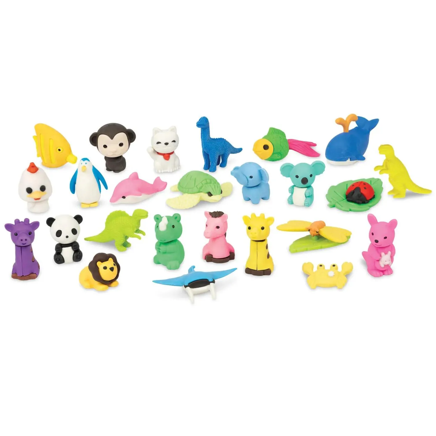 Peaceable Kingdom Animal Erasers – 60 Count, 25 Unique Designs