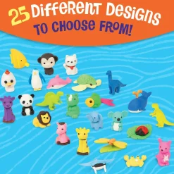 Peaceable Kingdom Animal Erasers – 60 Count, 25 Unique Designs