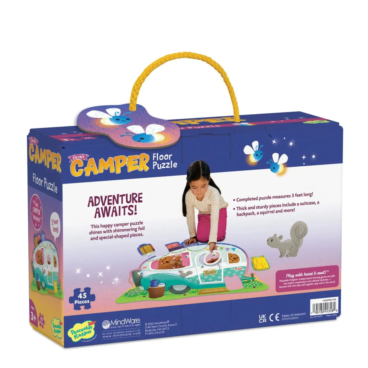 Peaceable Kingdom Camper Floor Puzzle, 45 Piece Jigsaw Puzzle with Foil Accents