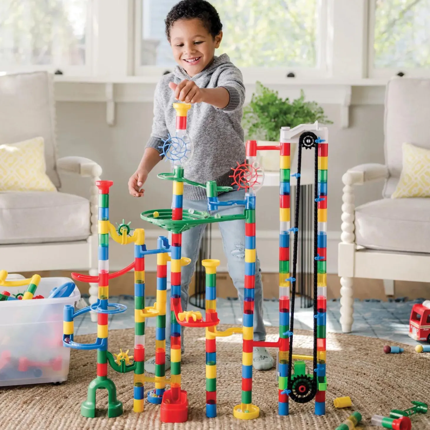 400 Piece Colossal Elevator Marble Run with Storage Bin