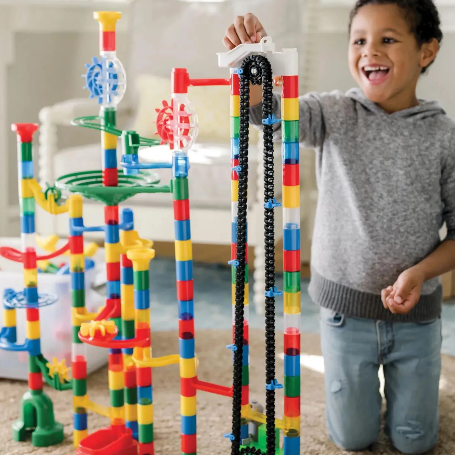 400 Piece Colossal Elevator Marble Run with Storage Bin