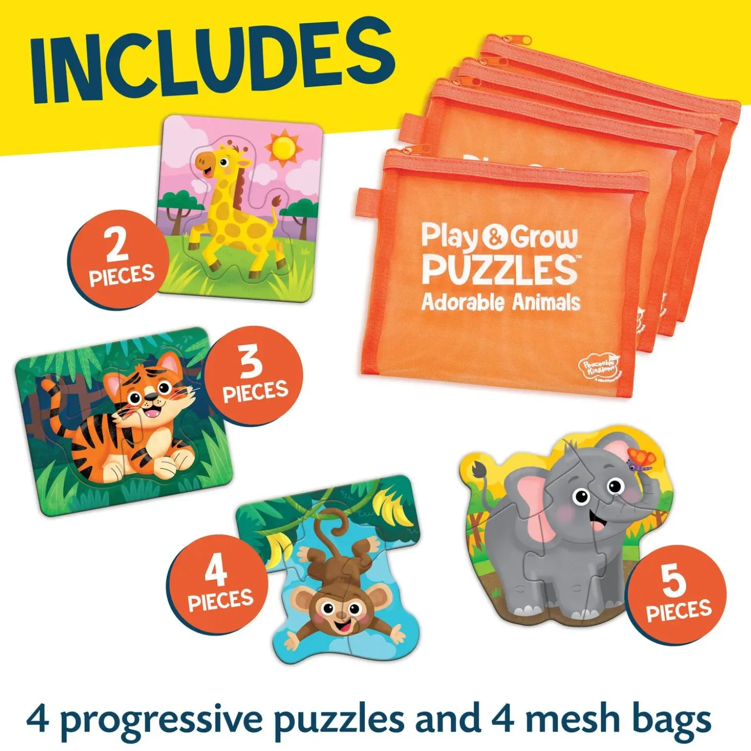 Play & Grow Toddler Puzzles: Adorable Animals – Level 1