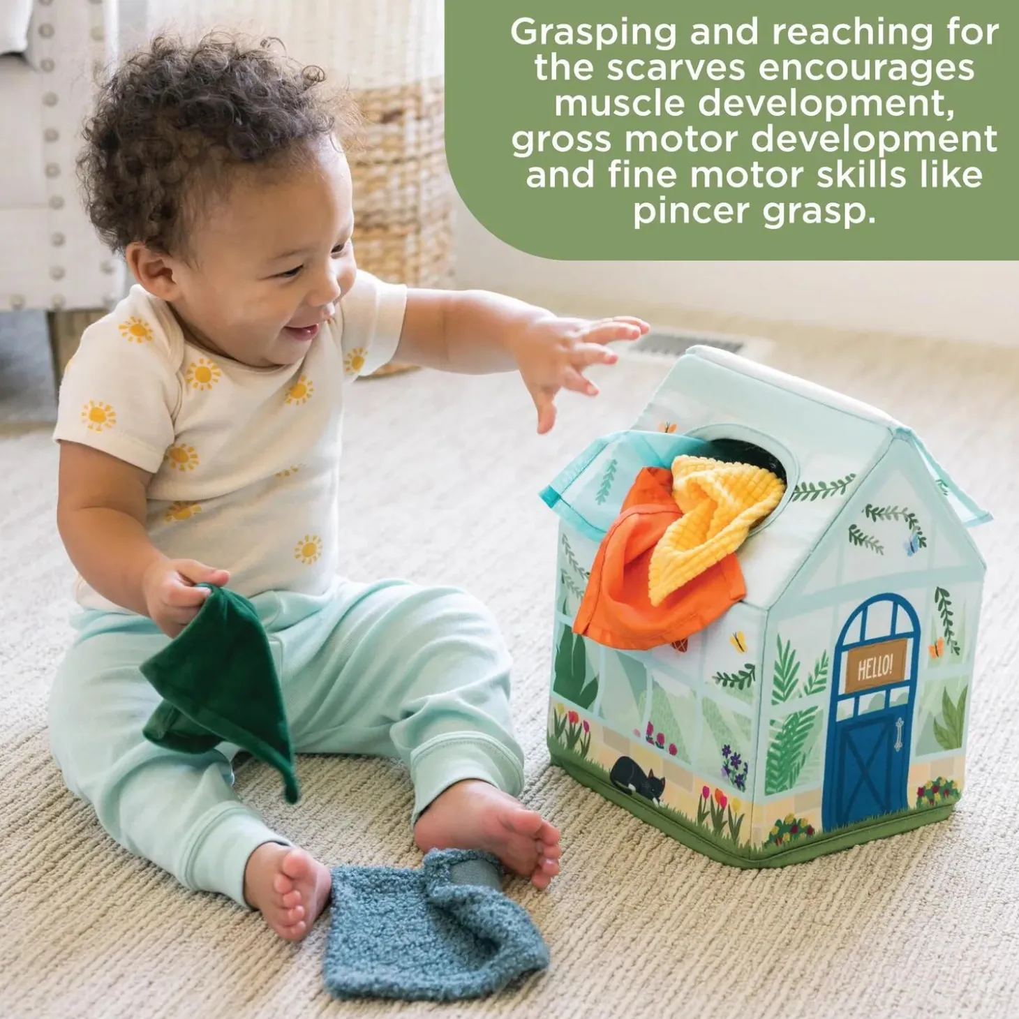 Sensory Sprouts Peek & Pull Baby Tissue Box Toy