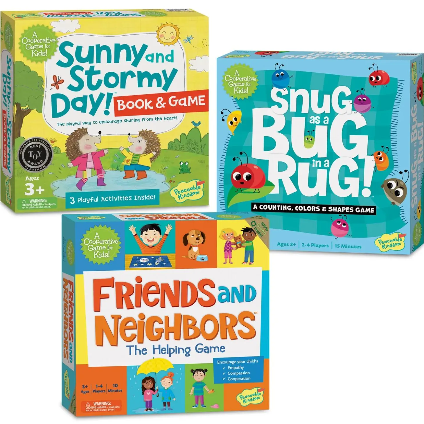 Set of 3: Friends & Neighbors, Snug as a Bug in a Rug & FREE Sunny & Stormy Day!