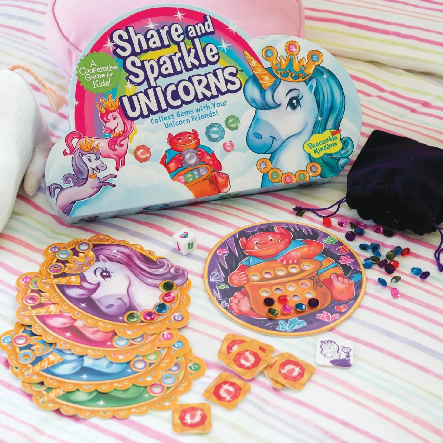 Share and Sparkle Unicorns Peaceable Kingdom Cooperative Board Game