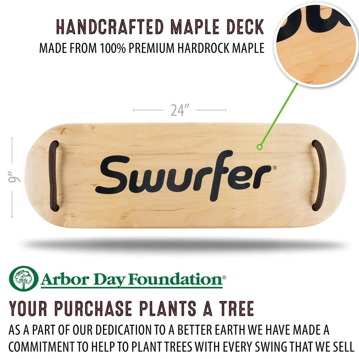 Swurfer Classic Coated Solid Maple Sway Swing