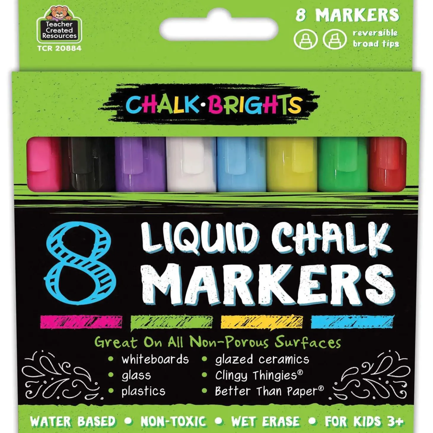 Teacher Created Resources Chalk Brights Liquid Chalk Markers, 8 Per Pack, 2 Packs