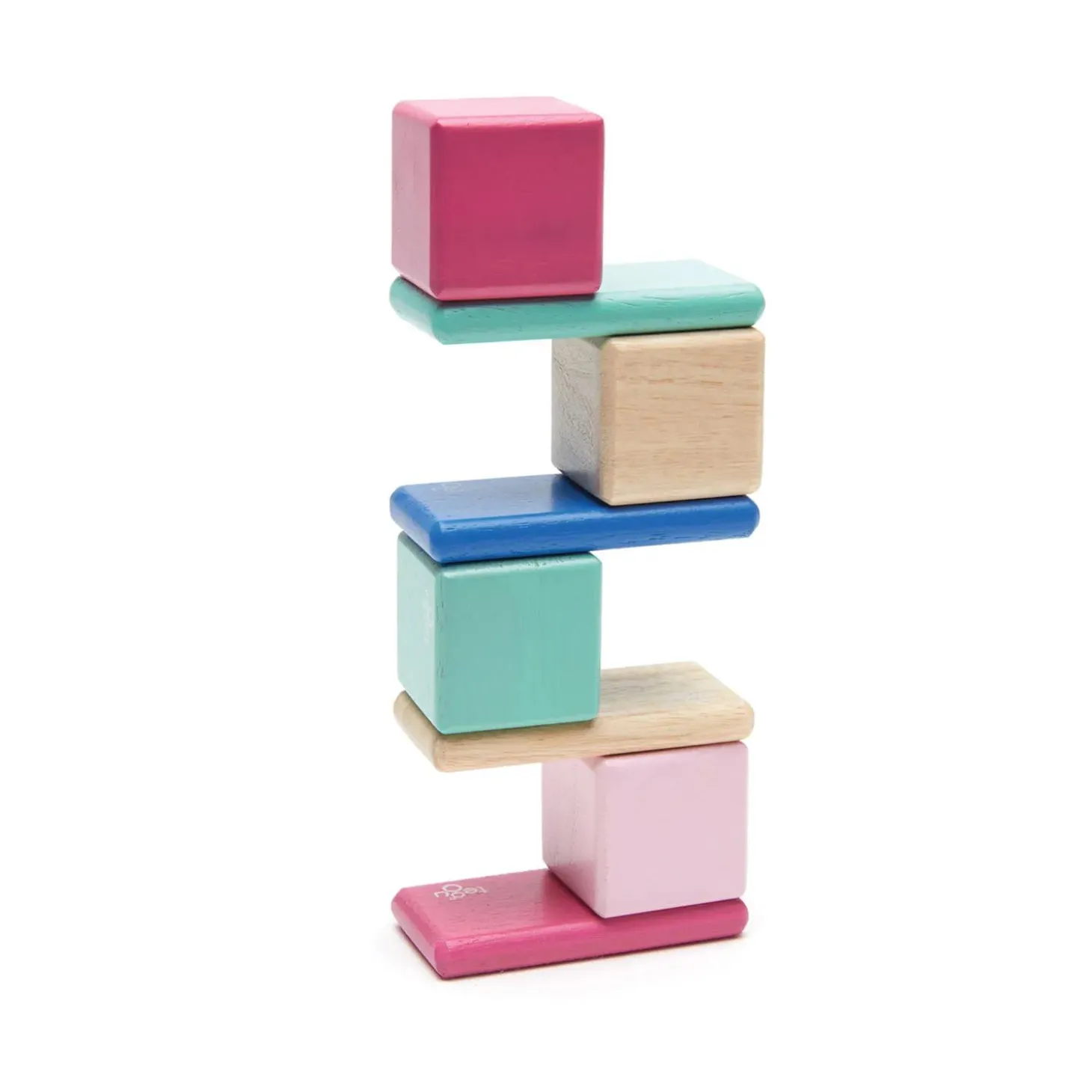 Tegu Magnetic Wooden Blocks, 8-Piece Pocket Pouch, Blossom