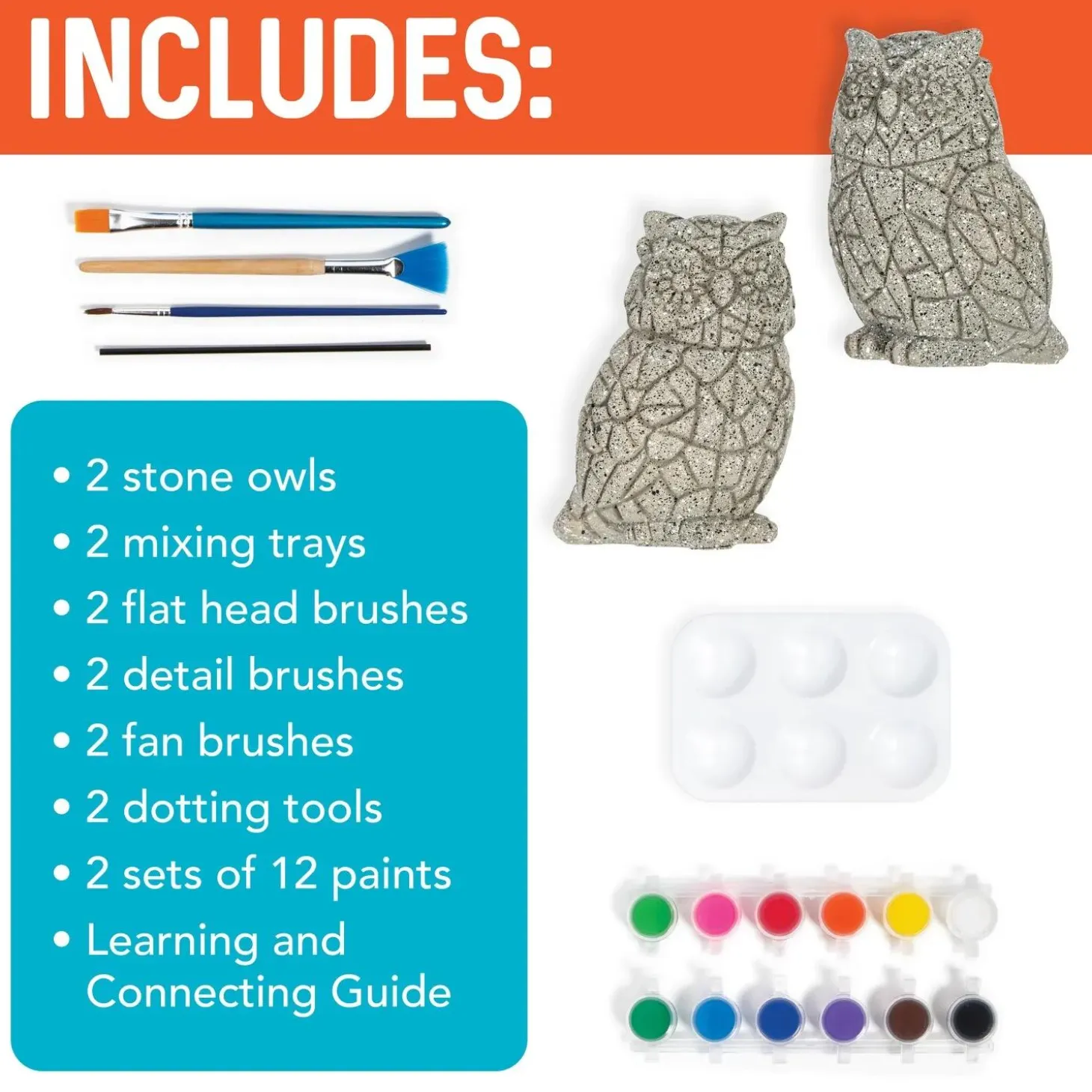Two Creative Friendship Owls Stone Décor Painting Craft Kit for Two