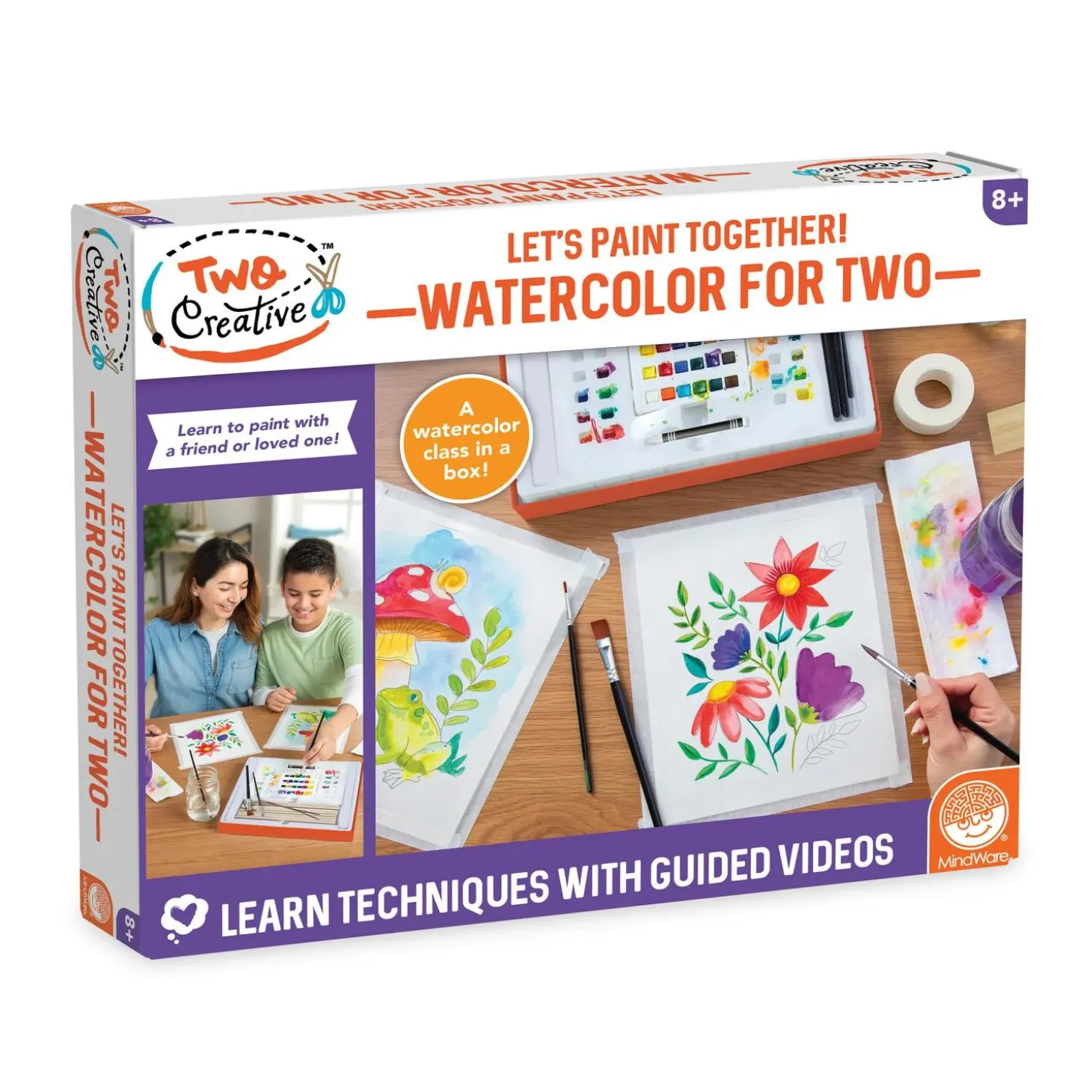 Two Creative Watercolor Paint Set for Two - Guided Art Kit with Video Lessons